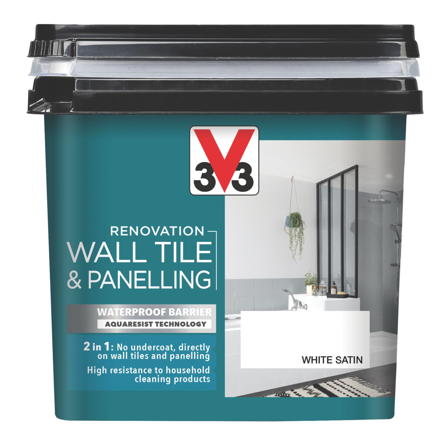 V33 750ml White Satin Tile Paint (596FW)