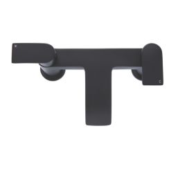 Highlife Bathrooms Coll Matt Black 122mm Deck Mounted Lever 2 Tap Holes Bath Mixer Tap