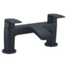 Highlife Bathrooms Coll Matt Black 122mm Deck Mounted Lever 2 Tap Holes Bath Mixer Tap
