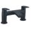 Highlife Bathrooms Coll Matt Black 122mm Deck Mounted Lever 2 Tap Holes Bath Mixer Tap