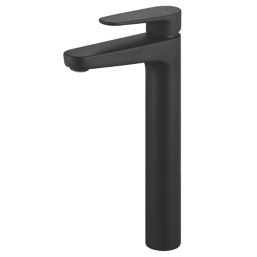 Refurb Swirl Caldew Black 301mm Standard Lever Mono Basin Mixer Tap  With Clicker Waste