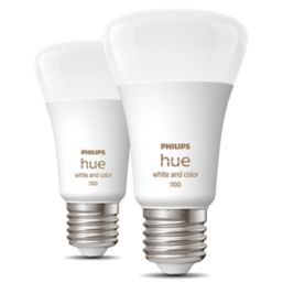 Philips Hue  E27 A19 RGB & White LED Smart Light Bulb 8.5W 806lm 2 Pack