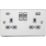 Knightsbridge  13A 2-Gang SP Switched Socket + 4.0A 20W 2-Outlet Type A & C USB Charger Polished Chrome with Grey Inserts
