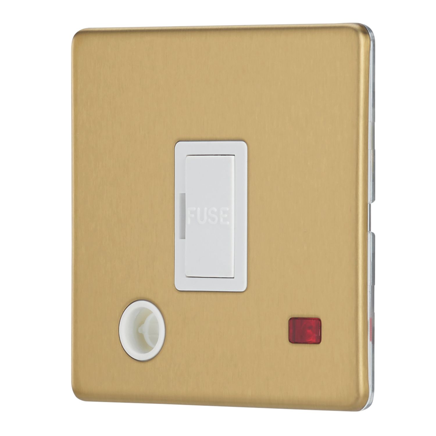 Contactum Lyric 13A Unswitched Fused Spur & Flex Outlet with Neon Brushed Brass with White Inserts (596RR)