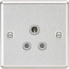 Knightsbridge  5A 1-Gang Unswitched Socket Brushed Chrome with Colour-Matched Inserts