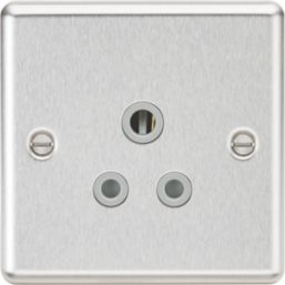 Knightsbridge  5A 1-Gang Unswitched Socket Brushed Chrome with Colour-Matched Inserts