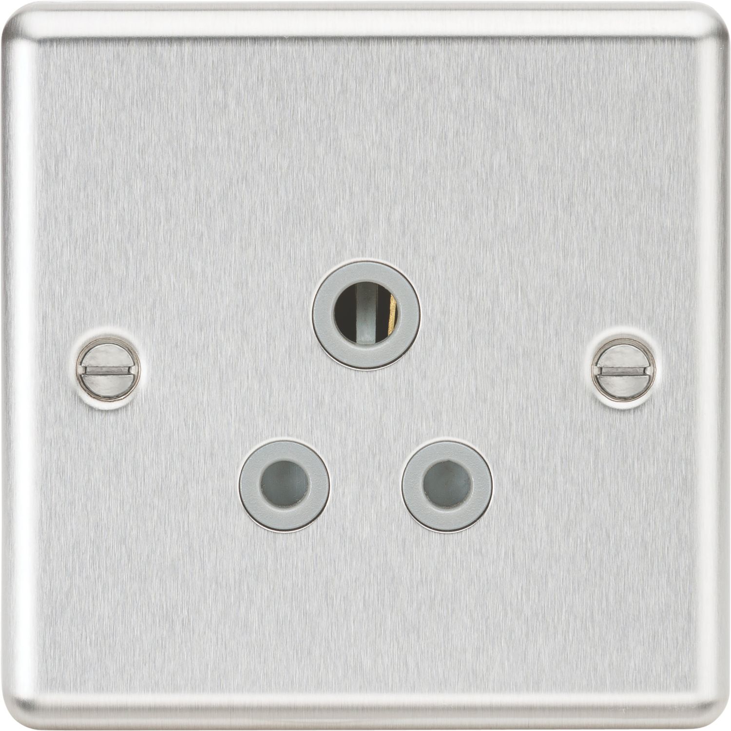 Knightsbridge 5A 1-Gang Unswitched Socket Brushed Chrome with Colour-Matched Inserts (596TY)