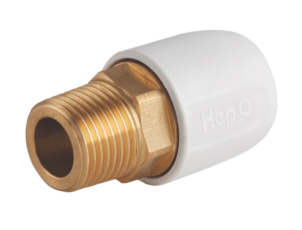 Hep2O  Plastic Push-Fit Adapting Male Coupler 15mm x 1/2"