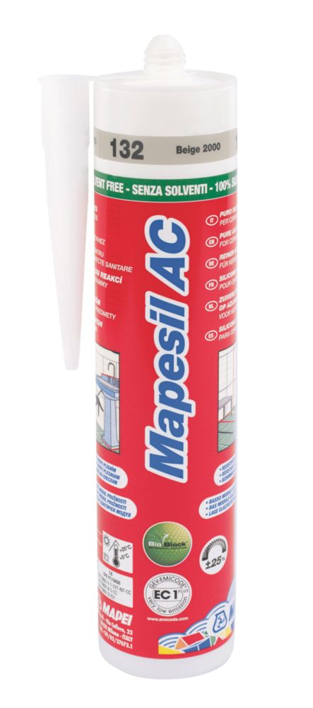 Mapei Mapesil AC 132 Solvent-Free Silicone Sealant Beige 310ml