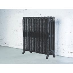 Arroll 760mm x 834mm 4913BTU Black / Silver Cast Iron 3 Column Radiator