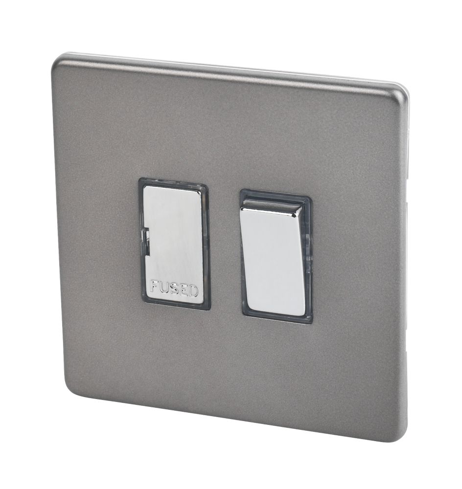 Varilight  13AX Switched Fused Spur  Slate Grey with Black Inserts