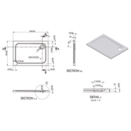 Essentials Rome Rectangular Shower Tray Gloss 1000mm x 700mm x 45mm