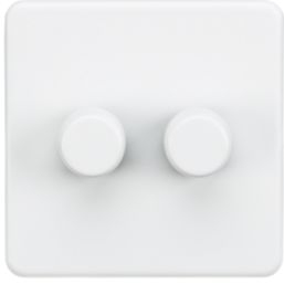 Knightsbridge  2-Gang 2-Way LED Intelligent Dimmer Switch  Matt White