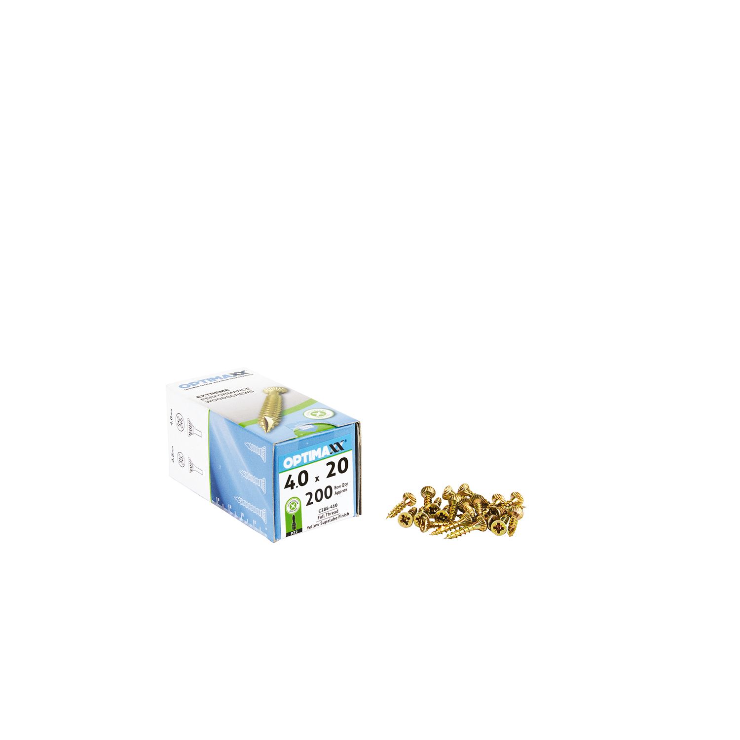 Optimaxx PZ Countersunk Wood Screws 4mm x 20mm 200 Pack (597TY)