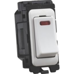 Knightsbridge Curved Edge 20AX Grid DP Control Switch White with Neon