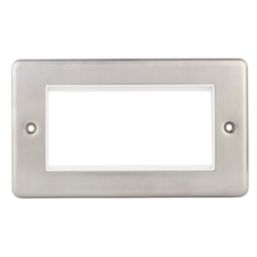 Hager Sollysta WRP4EUBSW 4-Module Modular Faceplate Brushed Steel  1 Pair