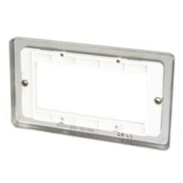 Hager Sollysta WRP4EUBSW 4-Module Modular Faceplate Brushed Steel  1 Pair