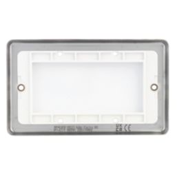 Hager Sollysta WRP4EUBSW 4-Module Modular Faceplate Brushed Steel  1 Pair