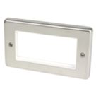 Hager Sollysta WRP4EUBSW 4-Module Modular Faceplate Brushed Steel  1 Pair