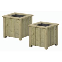Rowlinson Heritage Square Planter Natural 43cm x 43cm x 42cm 2 Pack