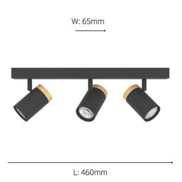 Eglo Cartagena LED 3-Light Spotlight Black & Brown 4.5W 345lm