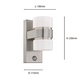 Eglo Atollari Outdoor LED Up/Down Wall Light With PIR Sensor Silver 9W 720lm