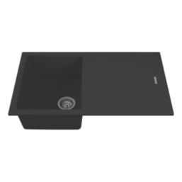Carysil TD100-MB 1 Bowl Granite Composite Kitchen Sink Midnight Black Reversible 860mm x 500mm