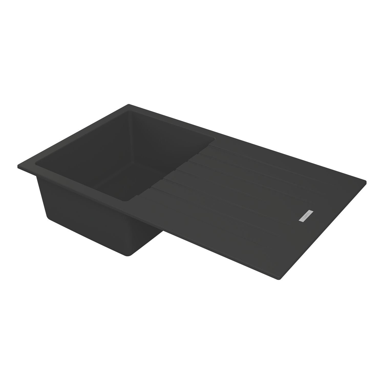 Carysil TD100-MB 1 Bowl Granite Composite Kitchen Sink Midnight Black Reversible 860mm x 500mm (598RE)
