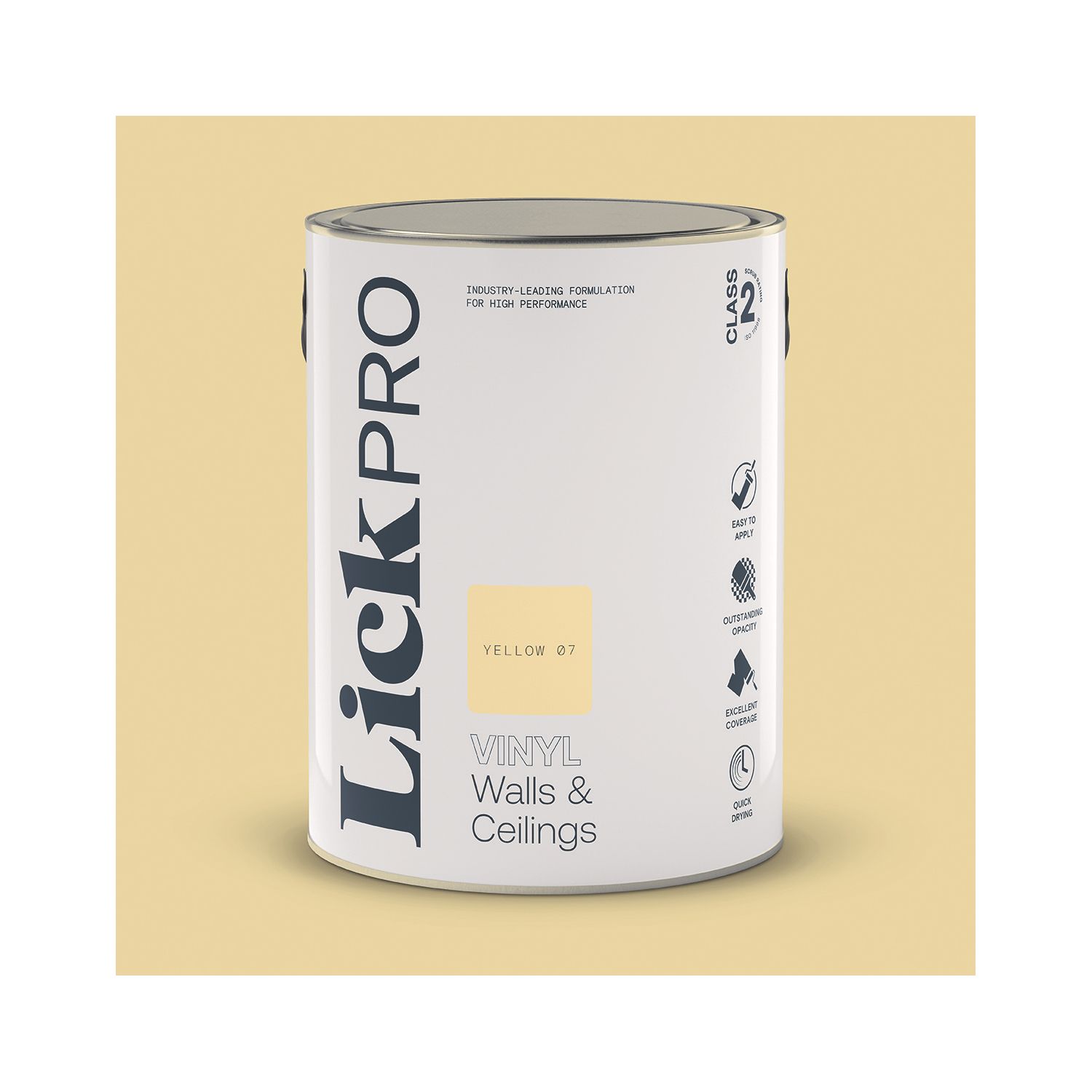 LickPro 5Ltr Yellow 07 Vinyl Matt Emulsion Paint (598TM)