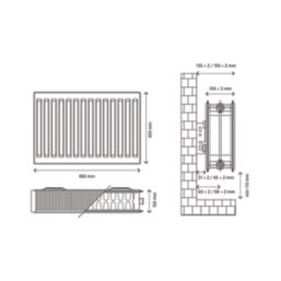 Flomasta 400mm x 900mm 3740BTU White Type 22 Convector Radiator