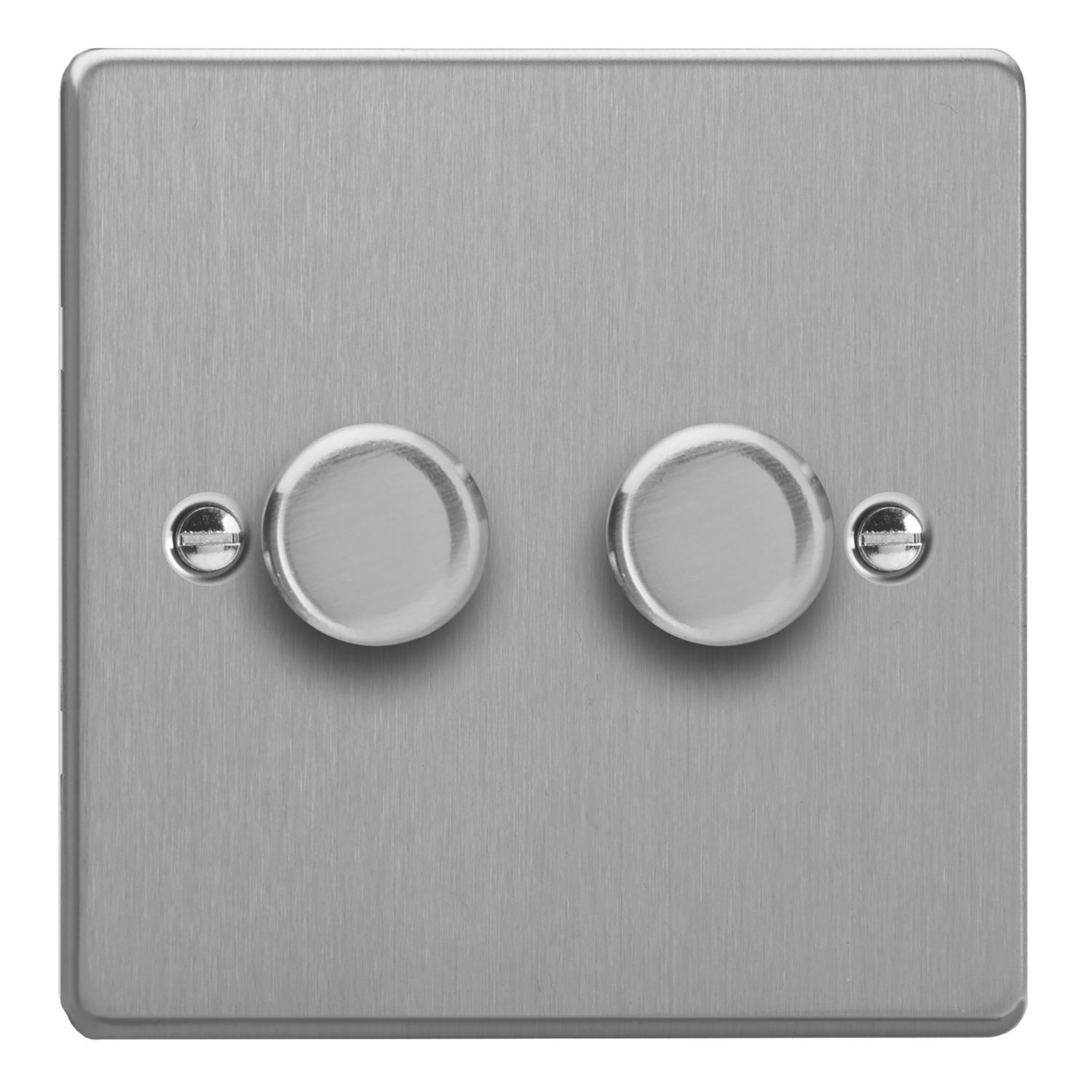 Varilight V-Pro 2-Gang 2-Way LED Dimmer Switch Brushed Steel with Colour-Matched Inserts (598YT)