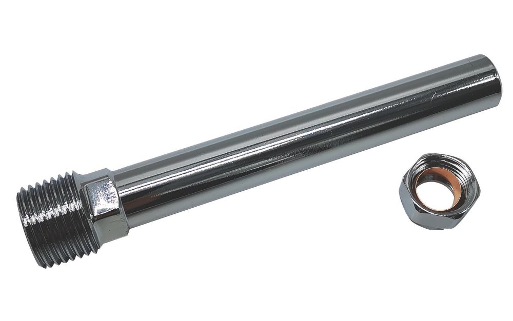 Tesla 1/2" BSP Male Taper x 15mm Compression Rigid TRV Extension Piece 100mm  Chrome