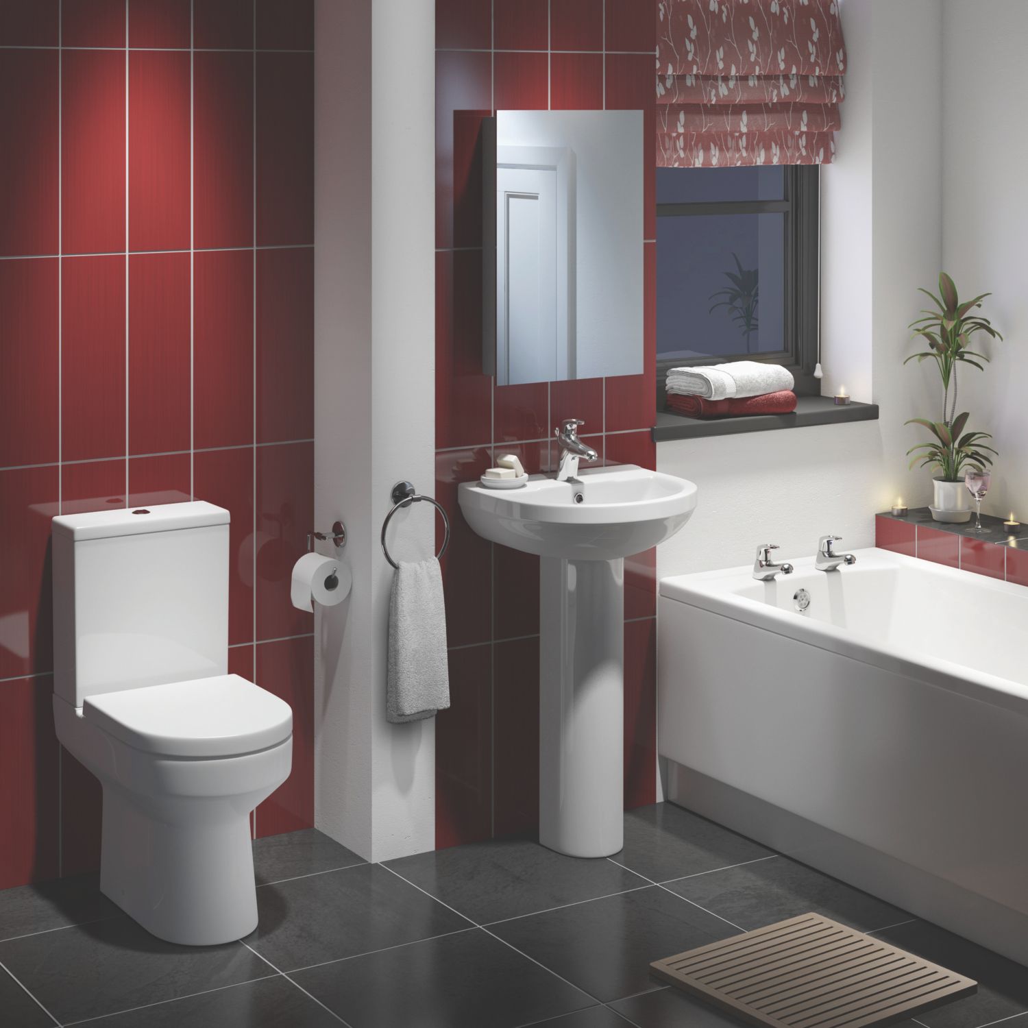 Walker Contemporary Single-Ended Bathroom Suite with Acrylic Bath (599HG)