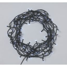 120  Battery LED Indoor & Outdoor Ice White String Christmas Lights with Green Cable