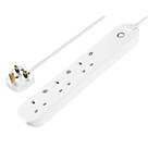 British General 13A 3-Gang Switched  Smart Extension Lead White 1m