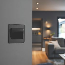 British General Evolve 20A 16AX 1-Gang 2-Way Wide Rocker Light Switch  Matt Black with Black Inserts