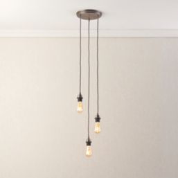 Quay Design Cable Set 3-Light Pendant Satin Pewter