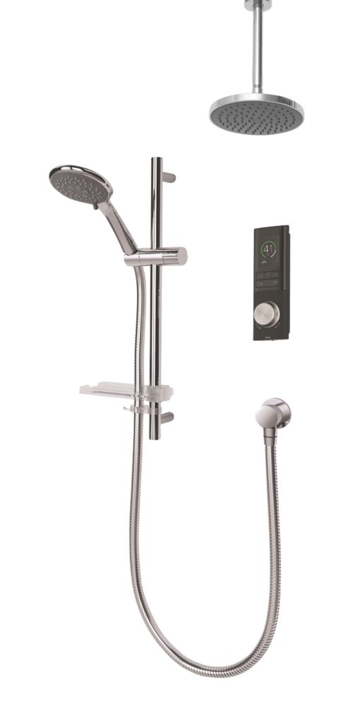 Triton H2ome  HP/Combi Ceiling & Rear Fed Dual Outlet Black Thermostatic Digital Mixer Shower