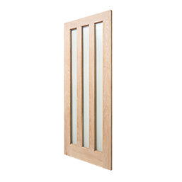 Modern 3-Frosted Light Unfinished Oak Wooden Traditional Internal Door 1981mm x 838mm