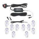 LAP Apollo Blue 15mm Outdoor Round LED Deck Light Kit Polished Stainless Steel 2.6W 10 x 0.8lm 10 Pack