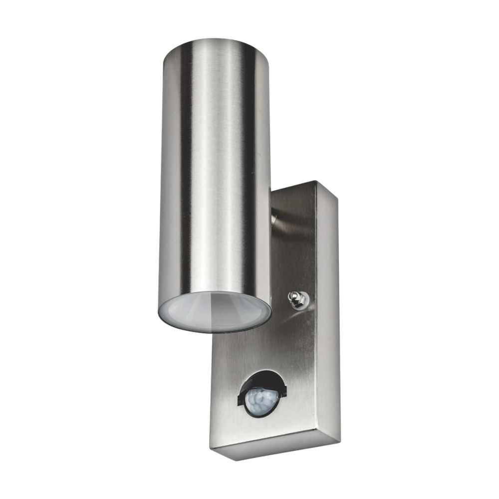 Luceco Outdoor Led Up Down Wall Light With Pir Sensor Stainless Steel 