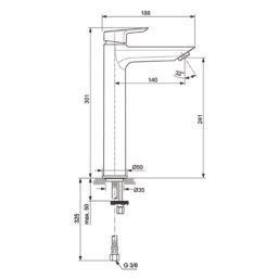 Ideal Standard Tesi Chrome 301mm Tall Lever Mono Basin Mixer Tap