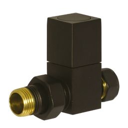 Towelrads  15mm x 1/2" Black Straight Designer Manual Radiator Valve & Lockshield  2 Pack