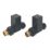 Towelrads  15mm x 1/2" Black Straight Designer Manual Radiator Valve & Lockshield  2 Pack