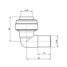 ETAL  Brass Push-Fit Equal 90° Stem Elbow 15mm 2 Pack