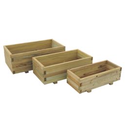 Forest Durham Rectangular Planter Set Natural Wood 900mm x 500mm x 330mm 3 Pieces
