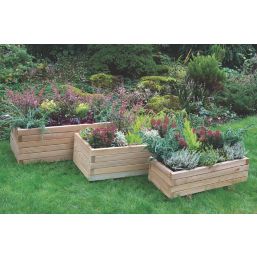 Forest Durham Rectangular Planter Set Natural Wood 900mm x 500mm x 330mm 3 Pieces