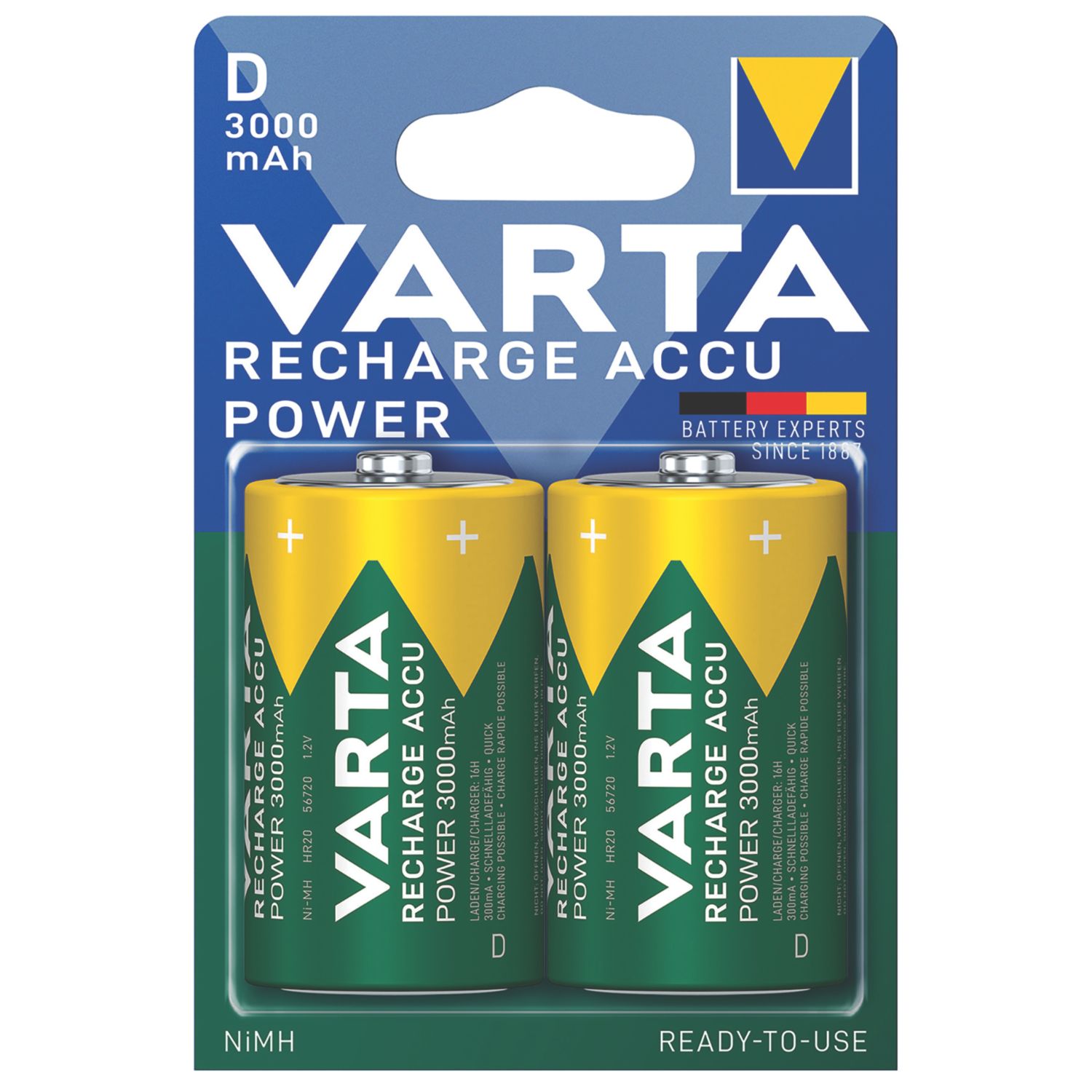 Varta Ready2Use Rechargeable D 1.2V Ni-MH Batteries 2 Pack (6017K)