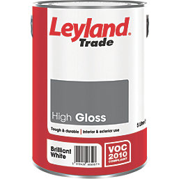 Leyland Trade  High Gloss Brilliant White Trim Paint 5Ltr
