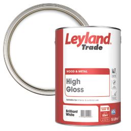 Leyland Trade 5Ltr Brilliant White High Gloss Solvent-Based Trim Paint